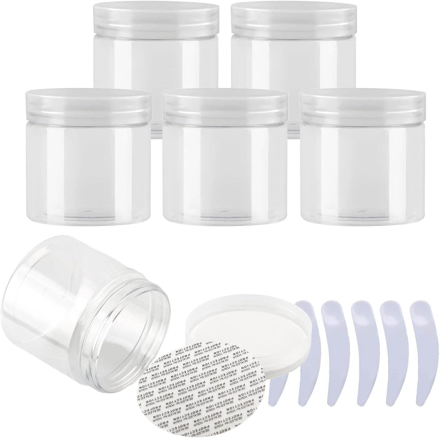 FLYIODFCXV cosmetic jar, Pack of 6,Plastic Cream Jars Cosmetic Pots with Clear Lids Containers for Toiletries(Transparent,200ml)
