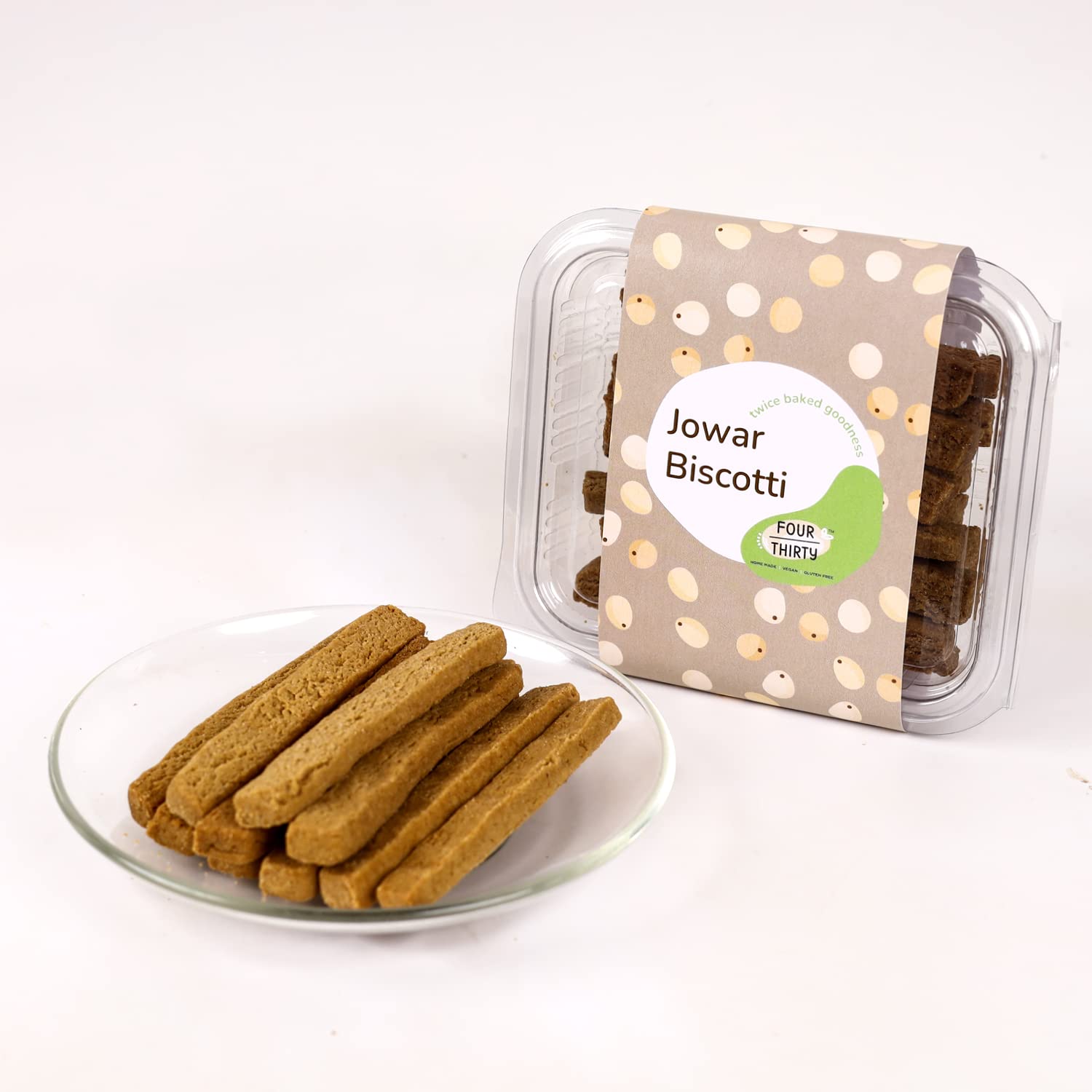 FourThirty Jowar Biscotti | Tasty Healthy Snacks | Gluten-free Snacks | Made with Coconut Sugar | Vegan | Sugar-free | No preservatives | 2 x 100 g | Pack of 2-image-24