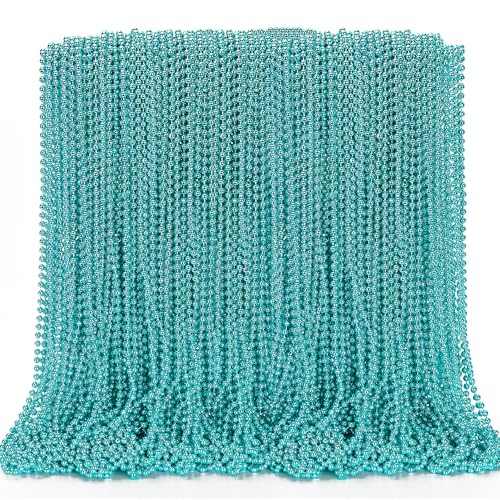 Image of 12PCS Mardi Gras Beads, Metallic Blue Bead Necklace Accessory Sets, 33 inch Mardi Gras Necklace Costumes Bulk, Festival Parade Throw Accessories for Wedding Birthday Gender Reveal Party Supplies Decor
