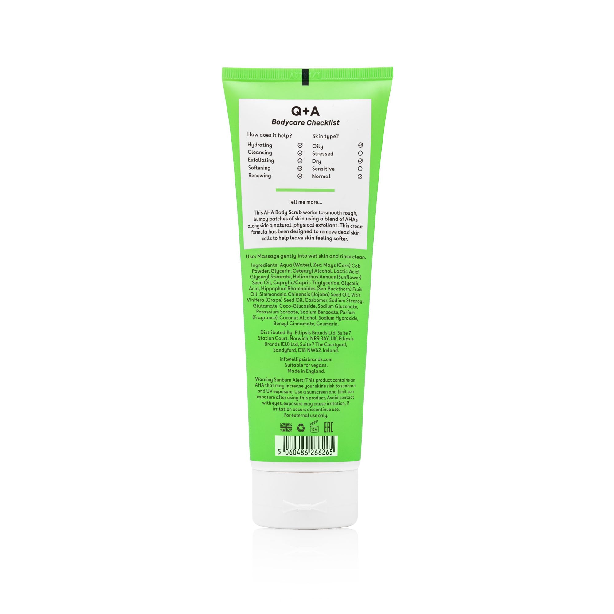 Q+A Exfoliante Corporal AHA 250 ml Ácido Láctico Glicólico
