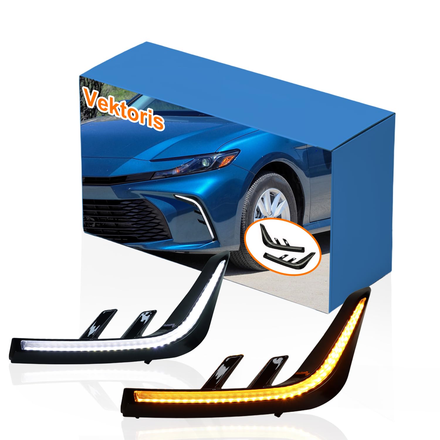 1 Set of Upgraded LED Fog Light for Toyota Camry LE XLE 2025 LED Color Front Bumper Fog Lamp with White DRL Daytime Running Light DRL& Amber