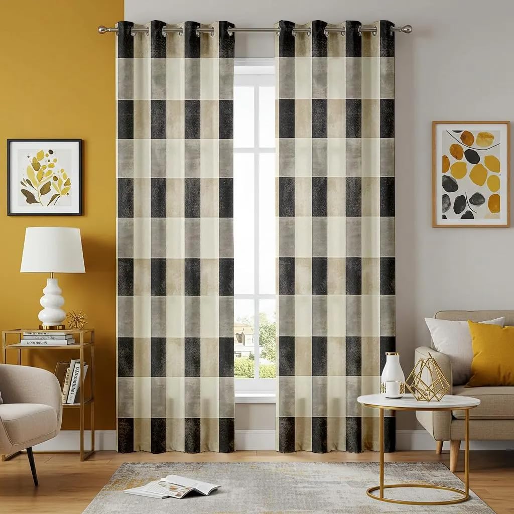 Habillage de fenêtre neutre haut de gamme style contemporain beige et noir