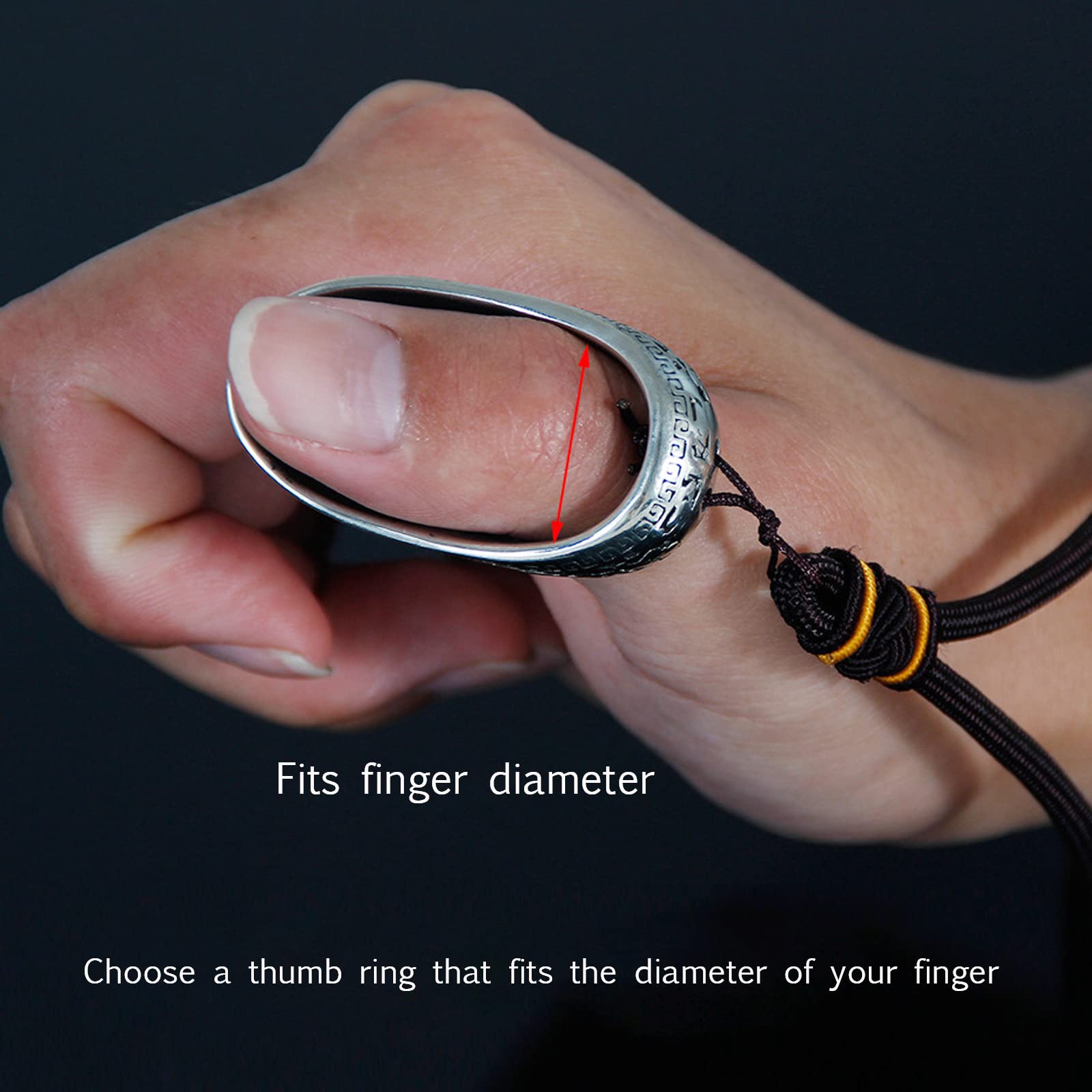 Anneau de Pouce de tir à l'arc Protège Doigts en Argent Tibétain Traditionnel Anneau de Protection du Pouce Anneau de Sécurité pour Le tir à l'arc en Argent