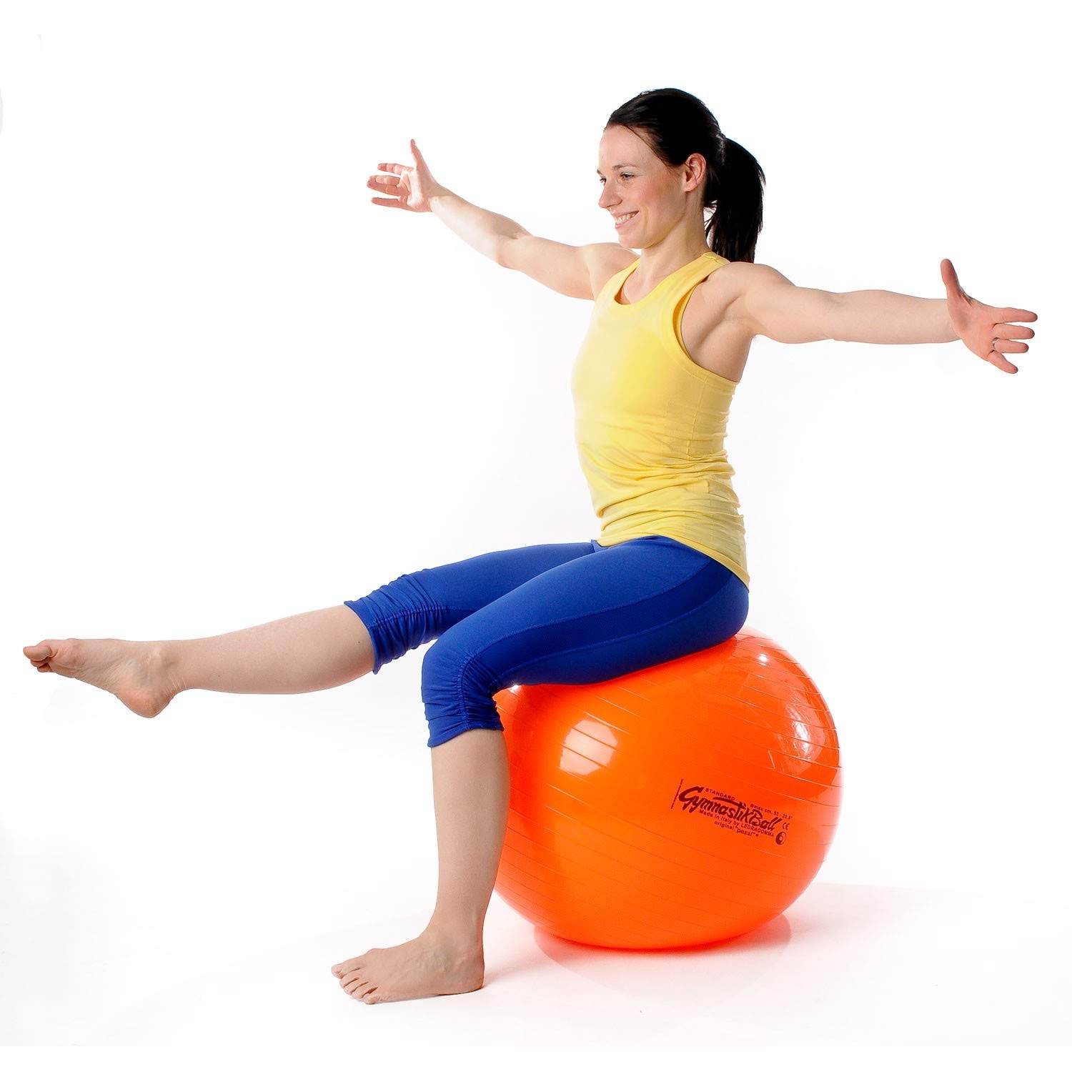Pezzi - Palla da ginnastica originale, Ø 42 cm fino a 75 cm, con base e pompa per palloni, portata fino a 400 kg, per allenamento, riabilitazione