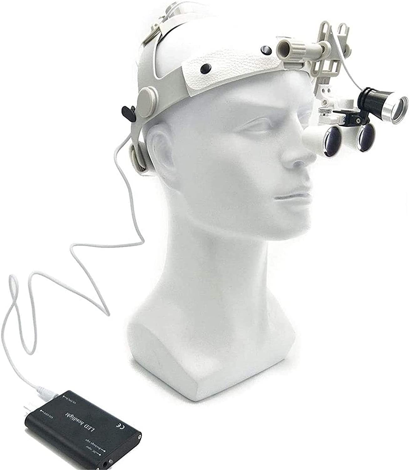 Headband Magnifier, Handheld Digital Magnifier, Dental Binocular 2.5X420mm Loupe Surgical Leather Headband Surgical Medical Optical Glass Headset Magnifying Glasses +3W LED Headlight Hobbies,Read