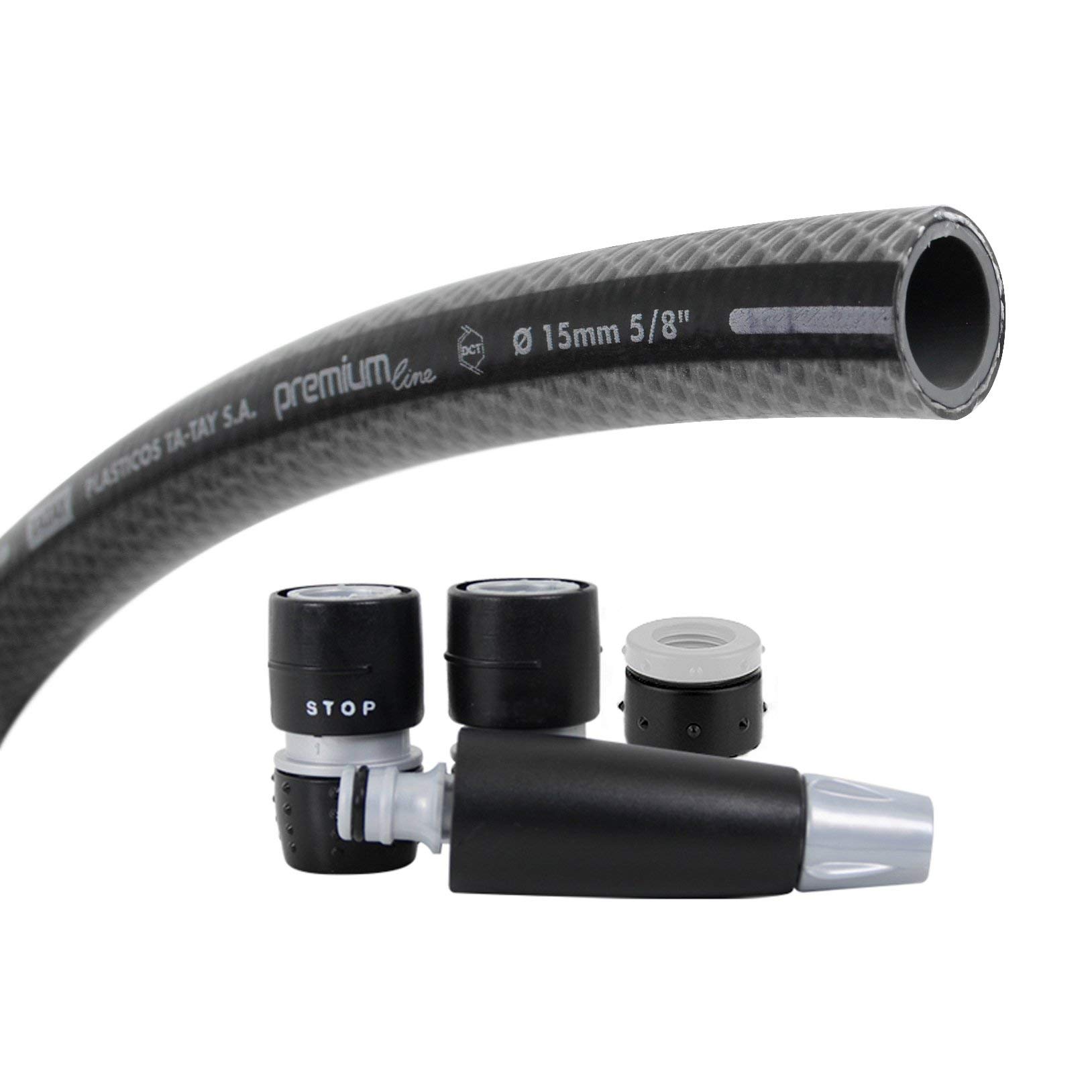 TATAY Kit Manguera Jardín Premium 15 m Ø5/8" 15mm Anti-UV Hecho en España