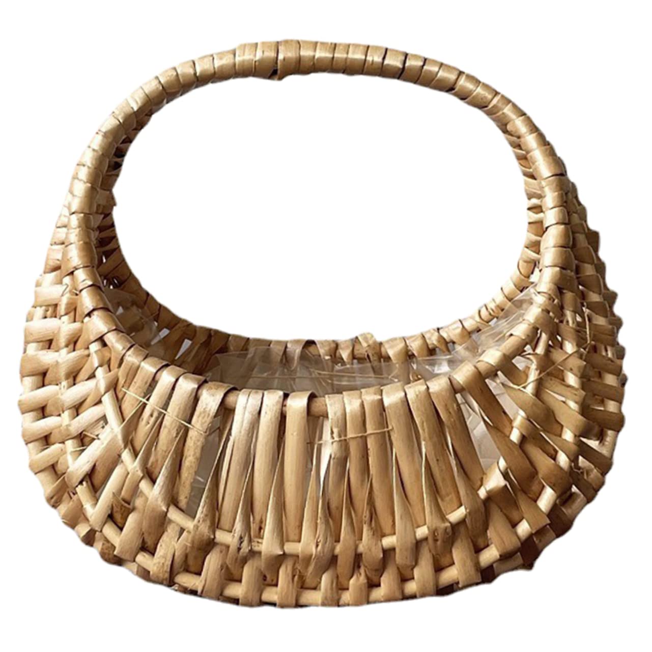 Ciieeo Handmade Rattan Flower Arrangement Basket Portable Weaving Basket for Weddings Home Decor and Flower Compact with Handle for Jewelry and Decorative Items