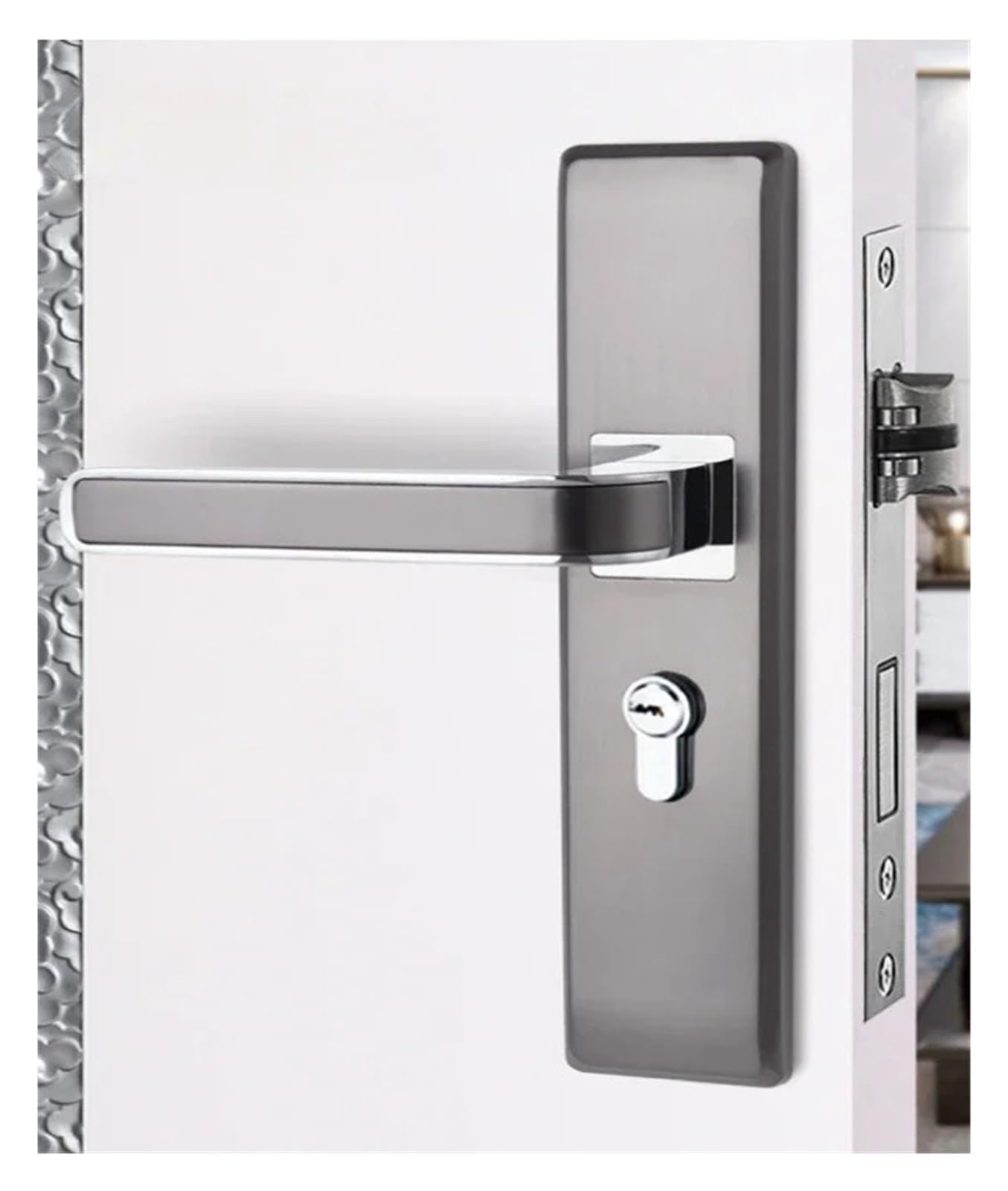 Sjloynwq 1.5Mm Zinc Alloy Interior Door Lock Bedroom Wooden Handle Set