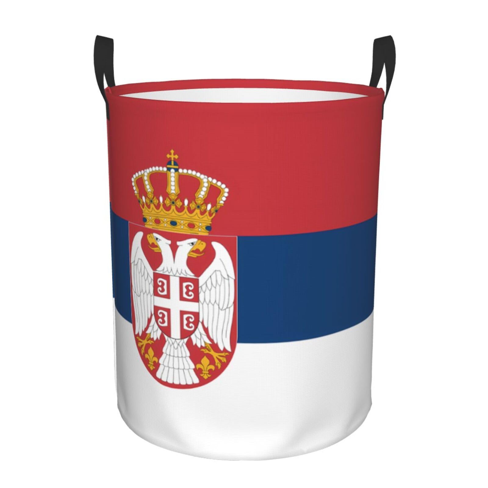 S Circular Hamper Flag of Serbia Print for Dirty Clothes