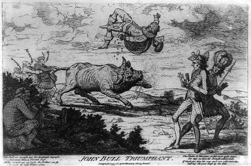 Vintography Professionally Reproduced Photo: John Bull Triumphant,England,Spaniard,Earl of Bute,Lord North,America,Frenchman