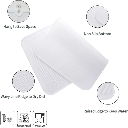 Miniatura 261 de Tapete de silicona para secado de platos para múltiples usos, fácil de limpiar, ecológico, resistente al calor, tapete de silicona para encimera