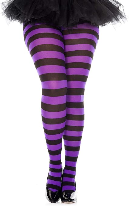 Black and yellow striped tights plus size Clearance
