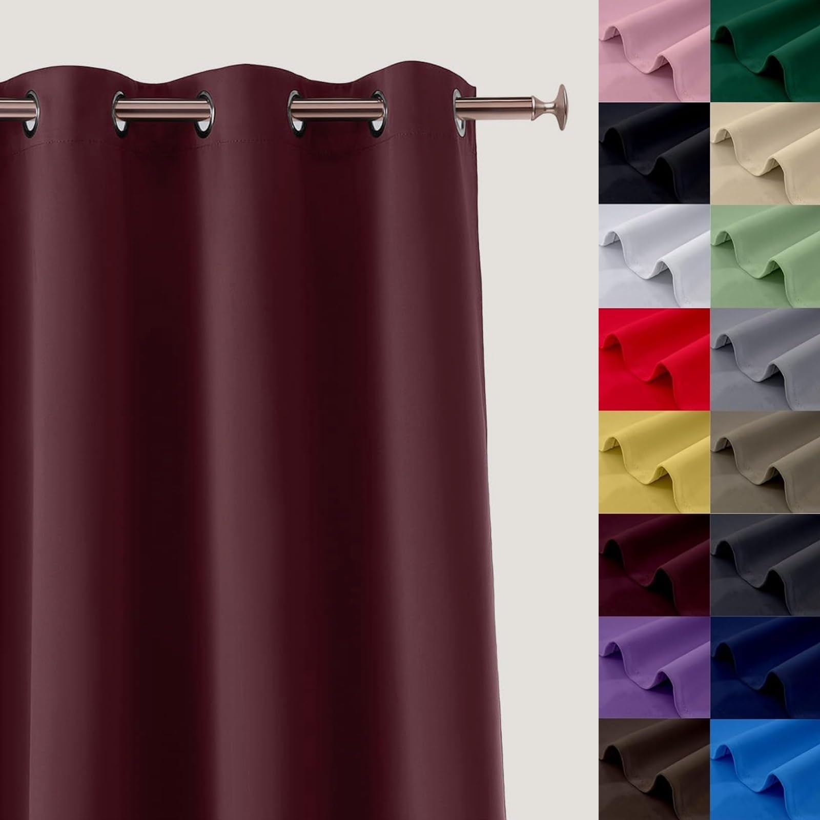 Ösenvorhang 2Er Set Verdunklungsvorhänge 70 x 35 cm Pflegeleicht Thermo Blickdicht, Verdunkelungsgardinen mit Ösen Thermovorhänge, mit Raffhalter für Schlafzimmer Wohnzimmer, Weinrot