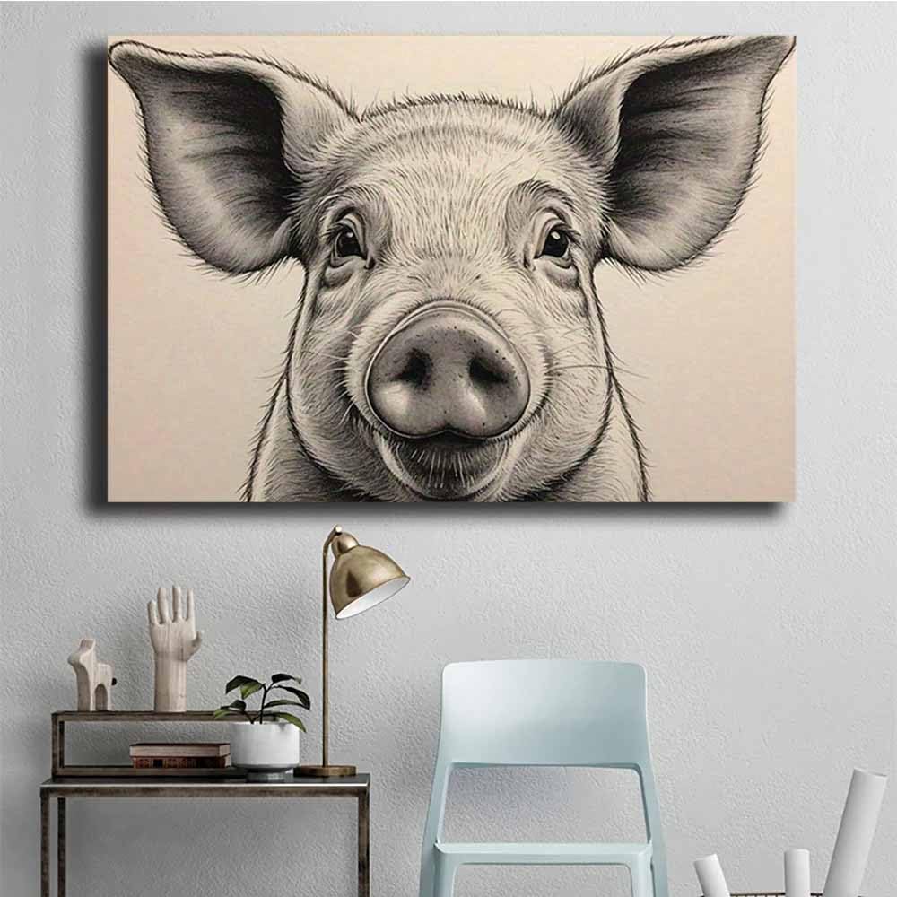 AMXBZC Obrazy Zwierzęta Do Pokoju Dziecięcego Urocze Zwierzęta Kreskówki Nowoczesne Sztuka Ścienna Plakat Do Salonu Wystrój Domu Łazienka Obrazy(Szary-50x70cm Oprawiony