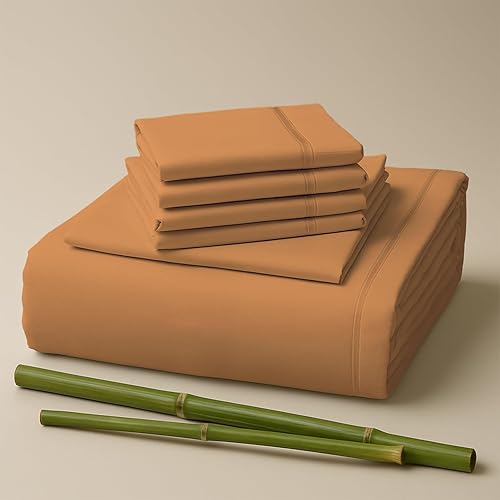 Juego de sábanas de rayón de 6 piezas de bambú, juego de ropa de cama y fundas de almohada con bolsillos profundos, ropa de cama sedosa de hotel,