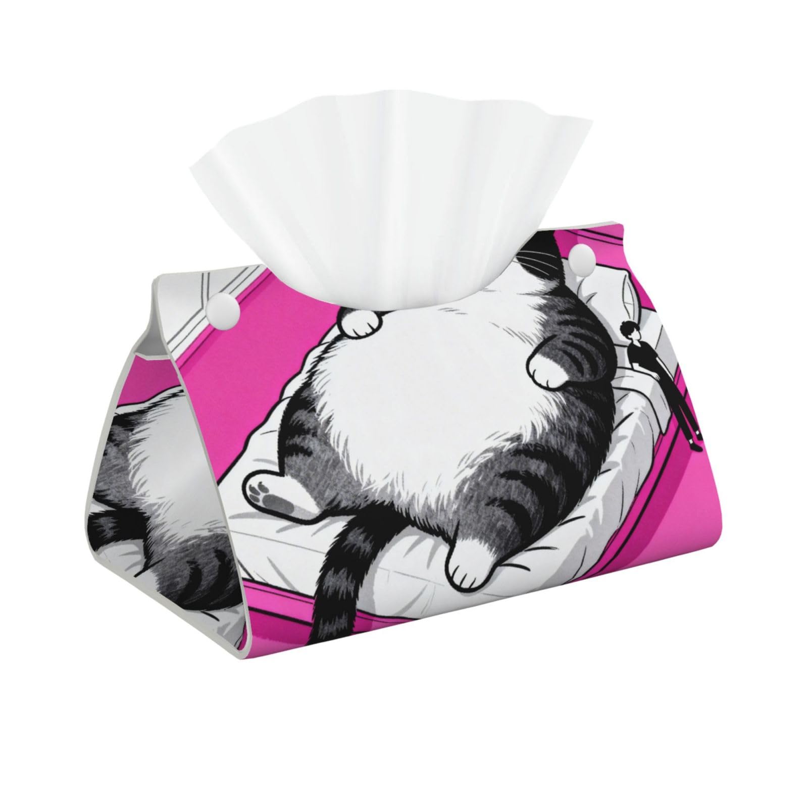 Giant cat Long Leather Tissue Box Cover-Waterproof PU Leather Tissue Holder for Bathroom, Decorative Rectangular Tissue Case