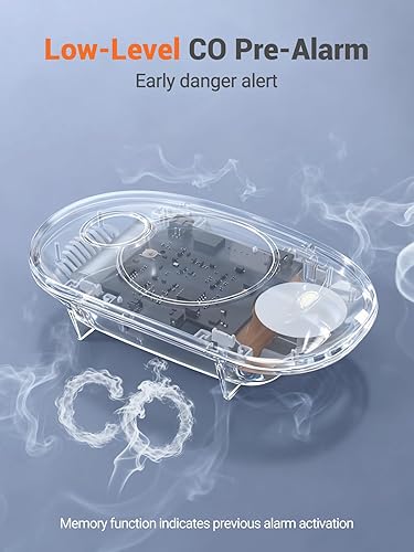 Miniatura 4 de Jemay Detector de monóxido de carbono, detectores de CO alimentados por batería de 10 años con pantalla LCD digital, alarma de CO portátil con
