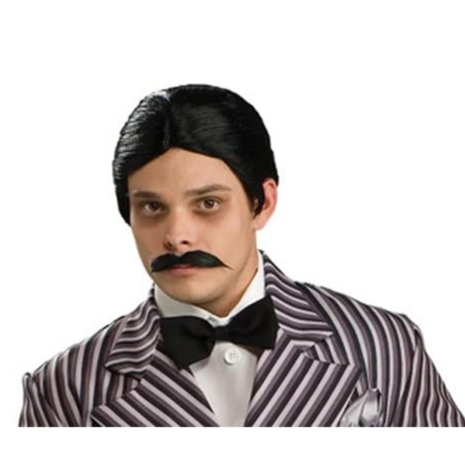 Tupecik męski Proste syntetyczne peruki z krótkimi włosami częścią boczną dla mężczyzn Peruka na Halloween Treski(Czarny)