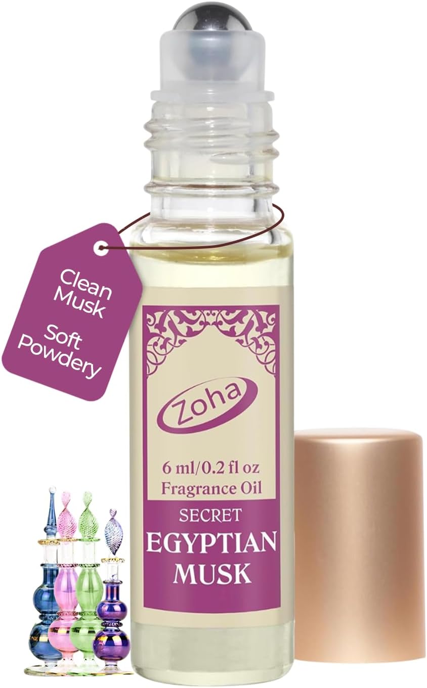 Zoha Egyptian Musk | Roll on Perfumes for Women & Men | Alcohol-free Egyptian Perfume Oil | Travel Size Long Lasting Fragrance | 6ml Roller