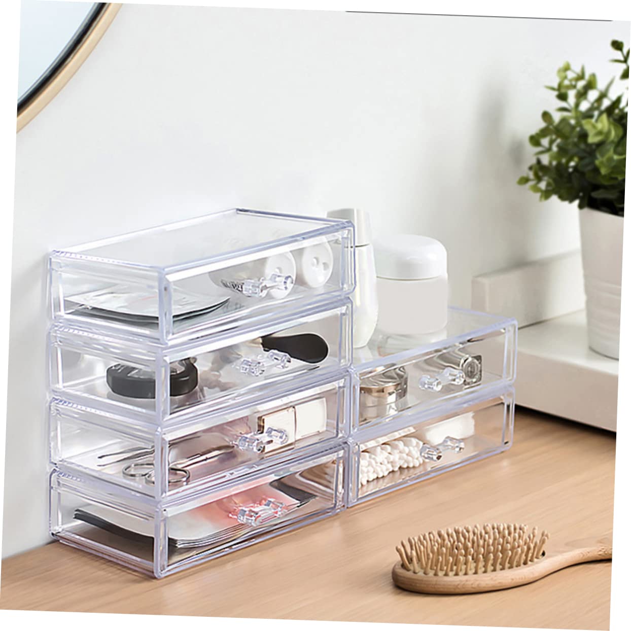 Caja de Cosméticos 4 Cajones Grande de Acrílico Transparente