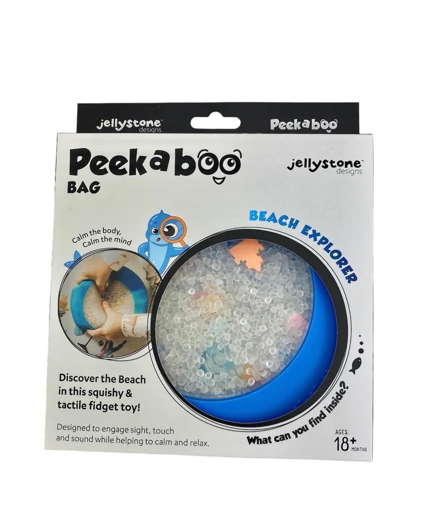 Jellystone Designs Peek-a-Boo Sensory Bag - Beach Themed Sensory, Squishy & Tactile Fidget Toy. Find the Hidden Surprises. Silicone. Boys & Girls 18 Months +