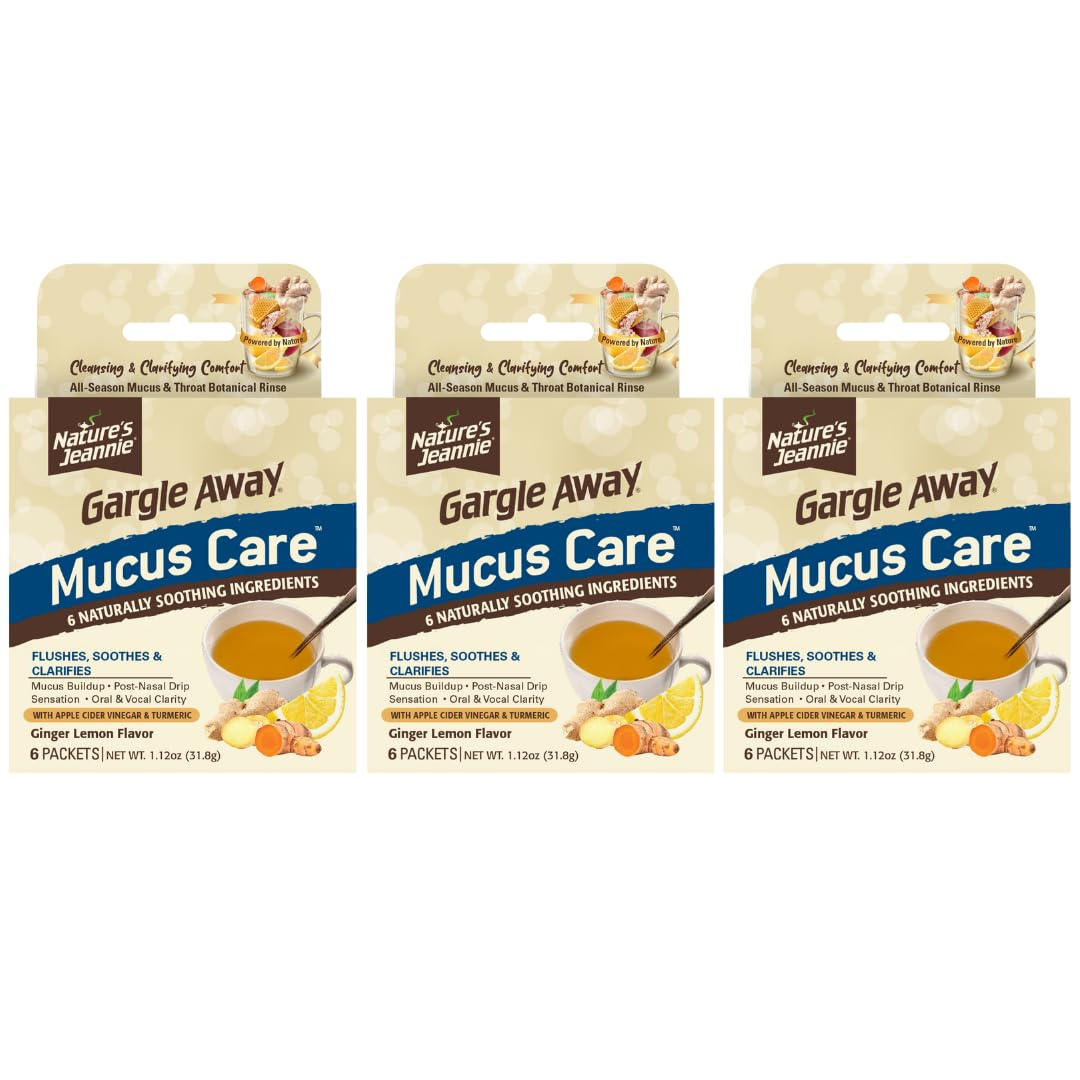 Nature's Jeannie Gargle Away All Natural Mucus Care - Powder Packets - Ginger Lemon Flavor (6 Count (Pack of 3))