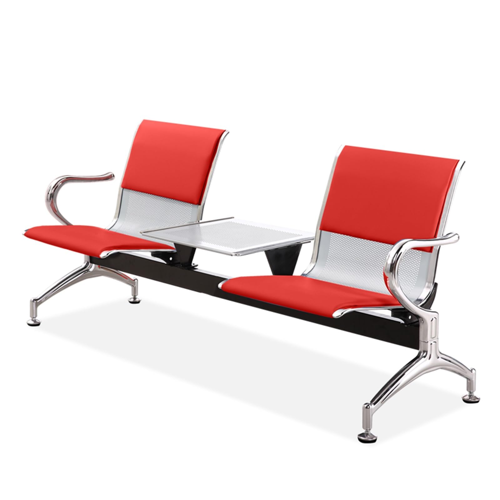 SaryEdge Airport Reception Chair Bench with Coffee Table & Armrests - Versatile Lobby Seating for Office, Bank, School, Barbershop - Comfortable Furnit,