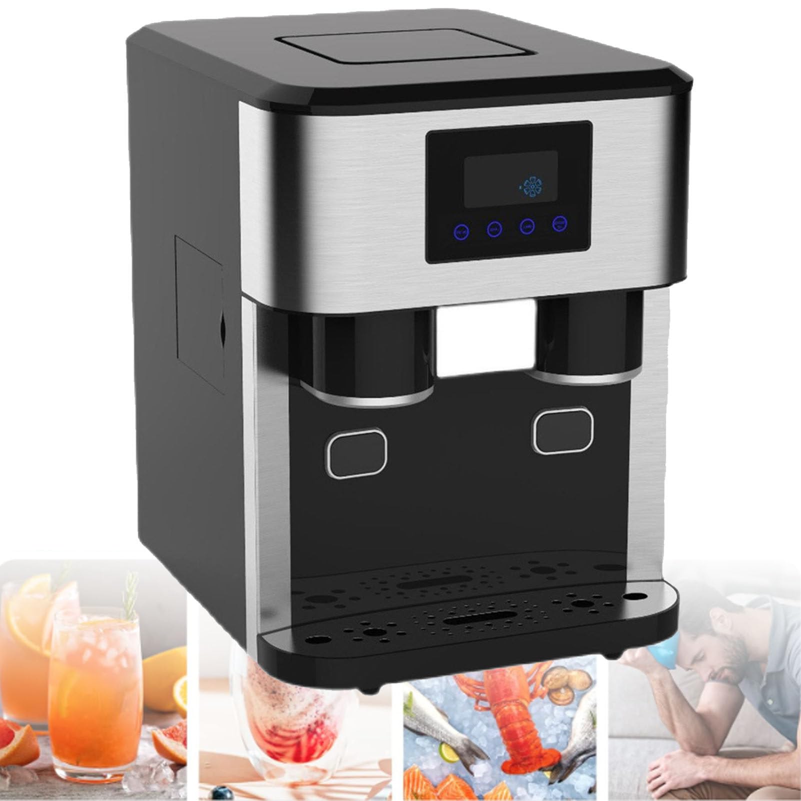 Macchina per il ghiaccio professionale, produzione di 18 kg/24 ore, autopulente, a cubetti, 40 cm di ghiaccio pronti in 7-9 minuti, cubetti di ghiaccio trasparenti per bar, ristoranti e uso domes