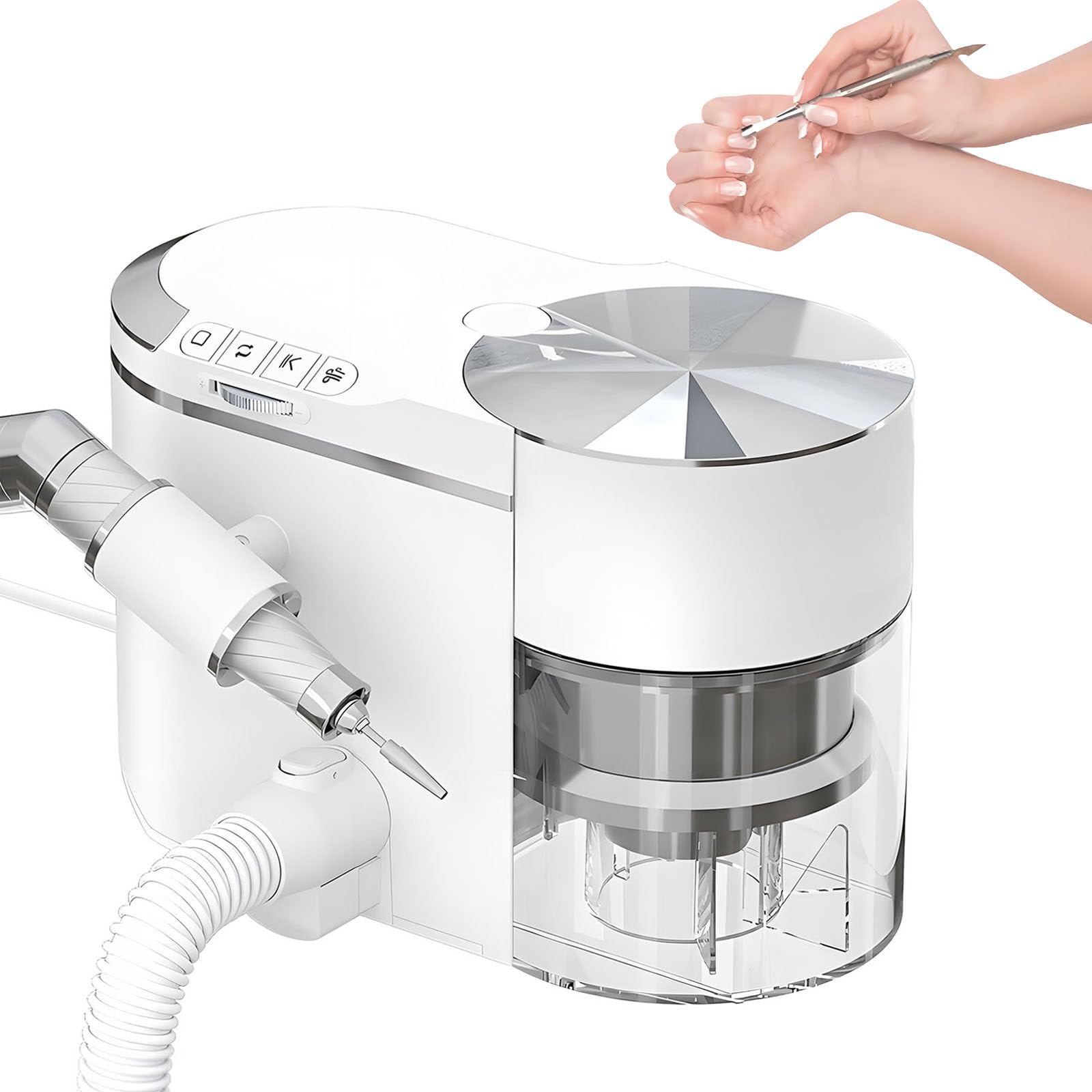 2 in 1 Nagelstaubabsauger Feilen Set,4 Tasten Bedienung,30.000 U/Min