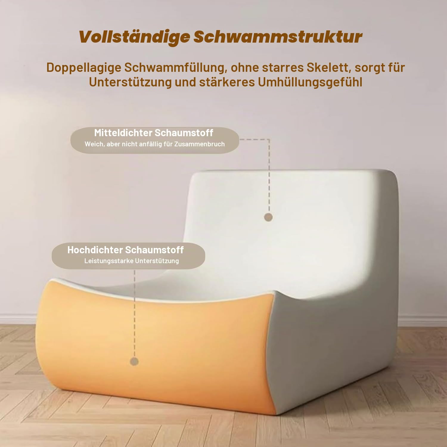 Togo Chair，Togo Sofa，Togo Sessel，togosofa， Schaumstoff-Sitzsack, Sofa, komprimierbar, Loungesessel, Meditation für Zuhause und Büro (grau)