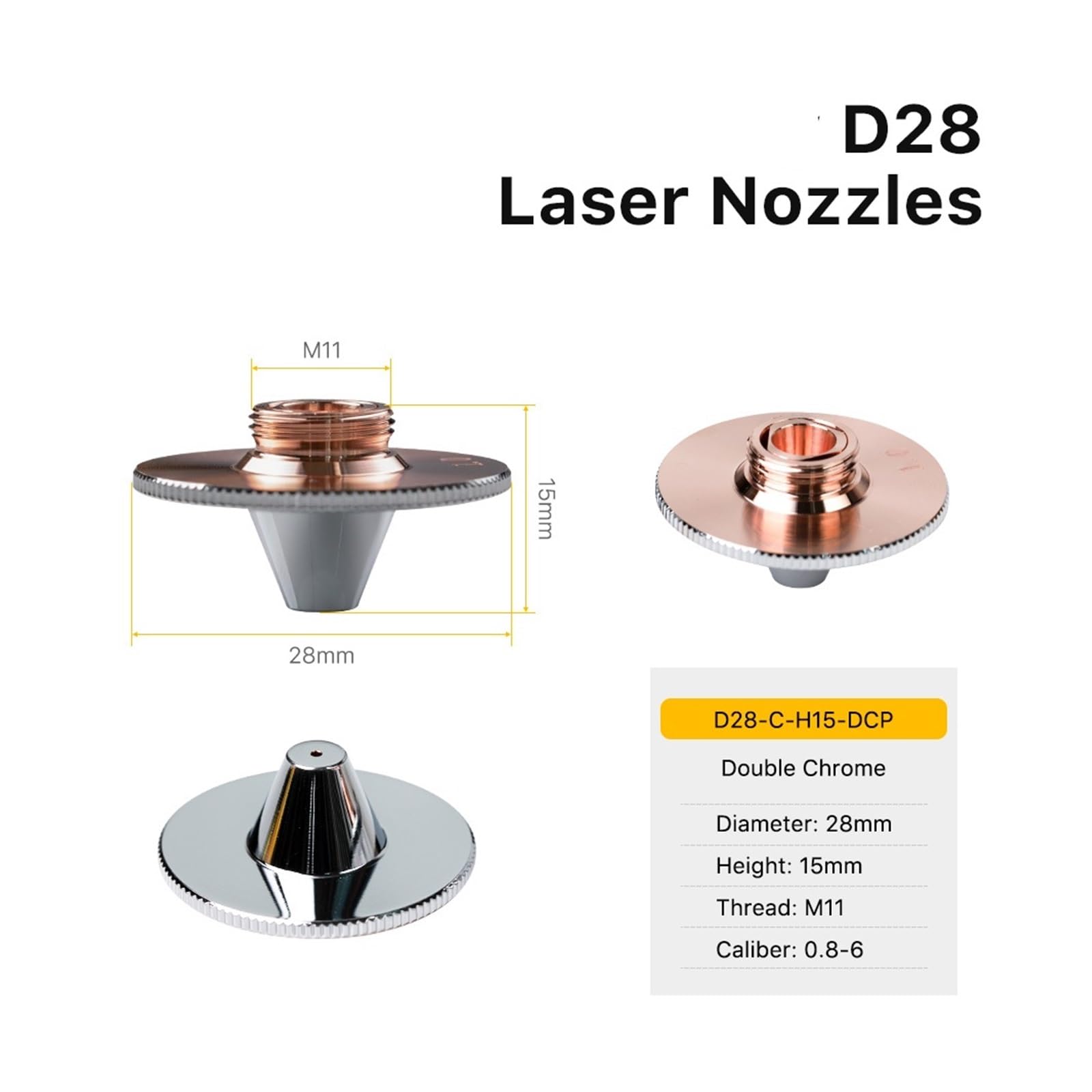 Chromowanie jednowarstwowe, dwuwarstwowe, kaliber 0,8-4. D28 H11 H15 M11 do głowicy tnącej, dyszy laserowej