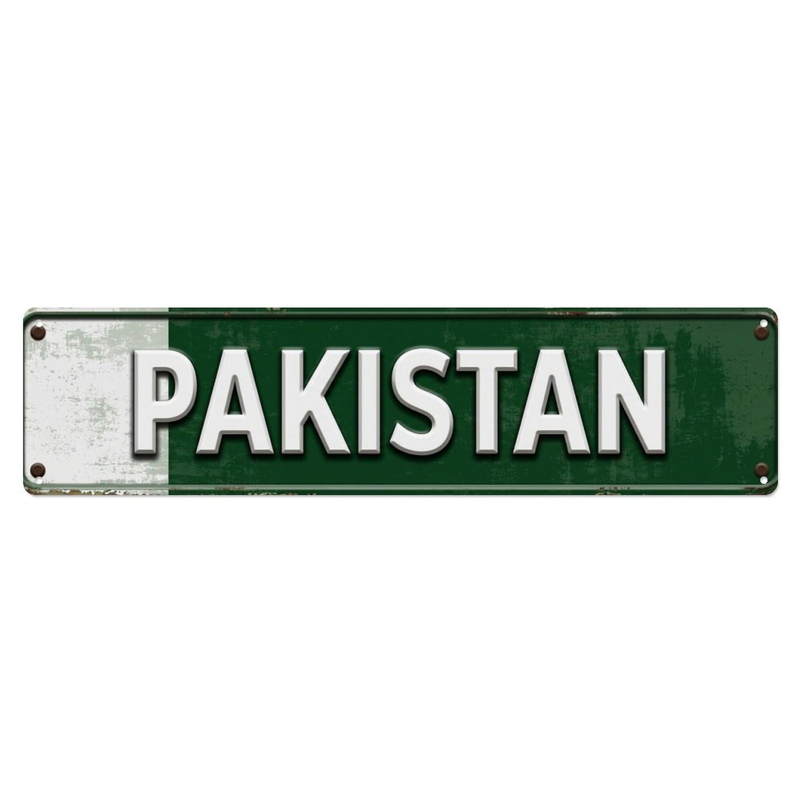 Vintage Pakistan Flag Pattern Metal Tin Sign