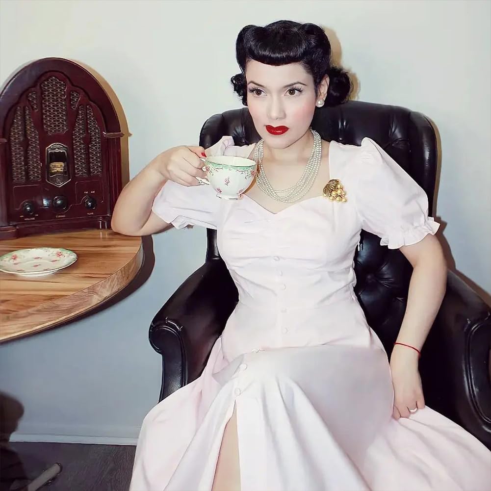 Belle Poque Women's Pink Plus Size Dress Elegant Puff Sleeve Semi Formal Junior Party Formal Dresses 2XL - Image 7