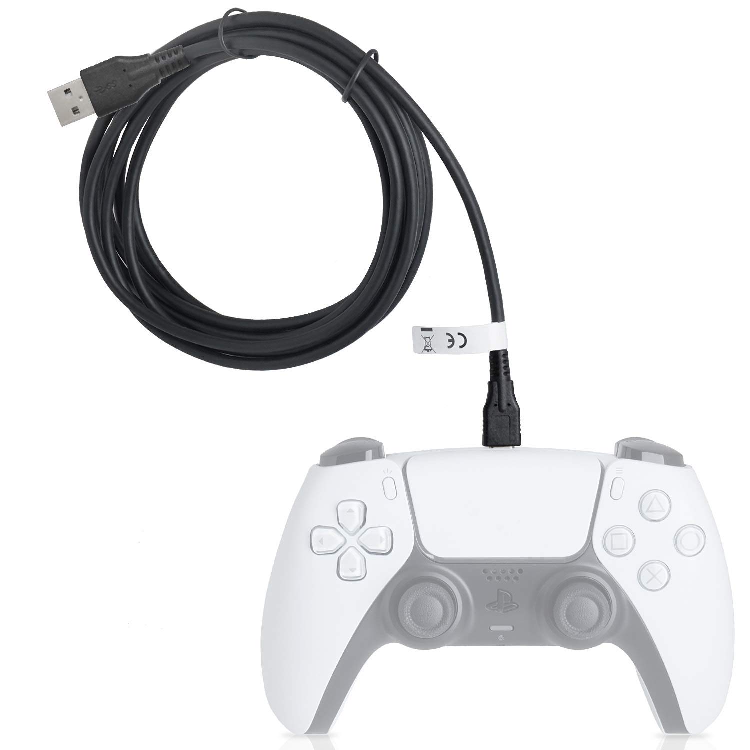 Wicked Chili Zestaw 2 kabli do ładowania PS5-3 m, przedłużacz USB-C - Kabel do szybkiego ładowania do PlayStation 5 Dualsense, Switch Pro, Xbox Series X, kabel do kontrolera Play & Charge (300 cm)