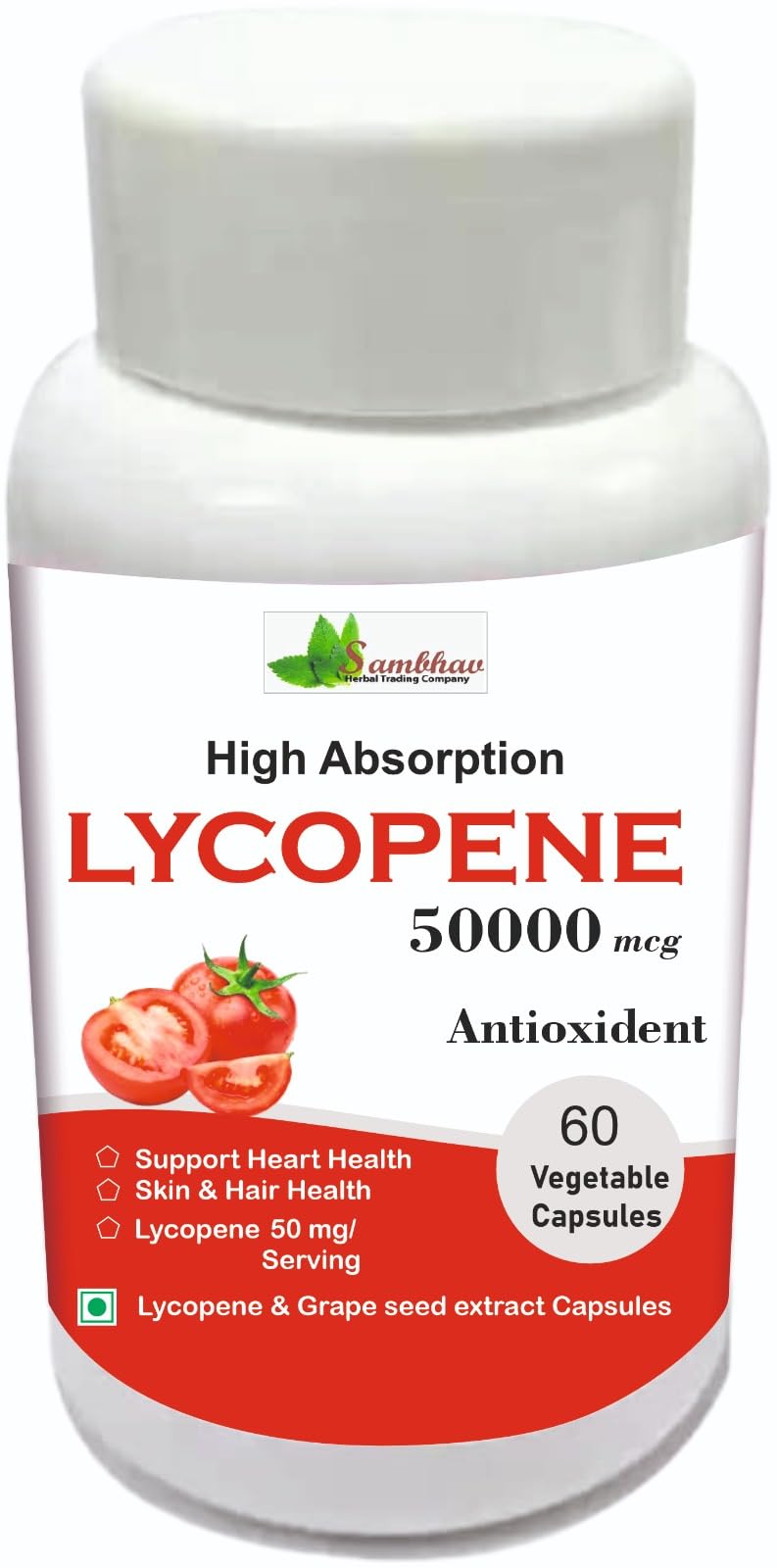 Sambhav Herbal Lycopene 50 mg – Antioxidant for Heart & General Health, 60 Capsules | Herbal Wellness Support.
