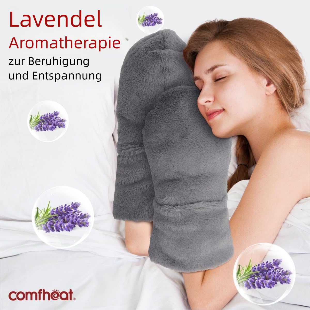 Mikrowellen-Heizhandschuhe Lavendel | Feuchtwärme bei Arthritis & Steifheit, Kälteanwendung, waschbarer Bezug, 17x32 cm, beheizbare Handschuhe, Wärmehandschuhe