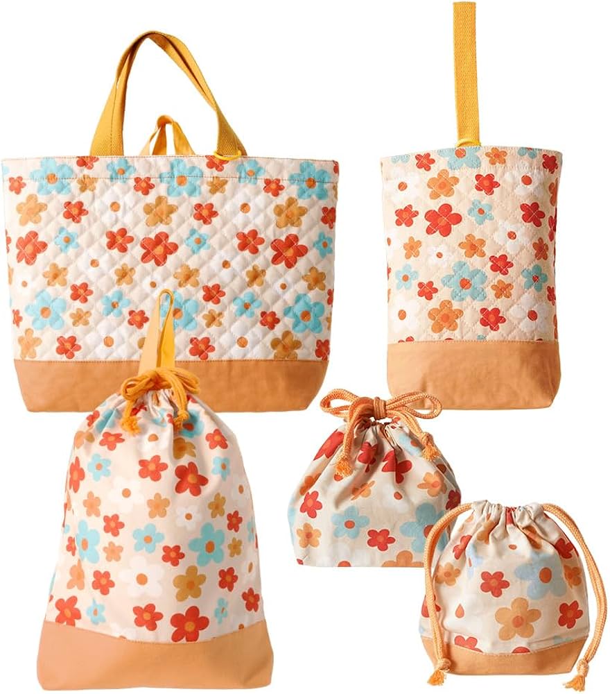 5点セット　花柄レッスンバッグ　上履き　体操服　巾着　お弁当　入園　入学 fit=scale-down,w=1200