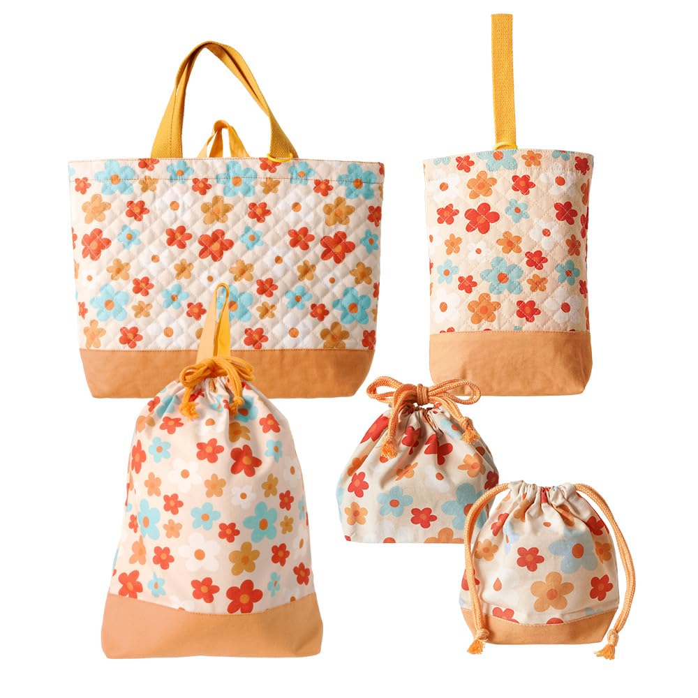 Amazon.co.jp: アンジュスマイル 入園 入学 巾着袋 5点セット 【D】花A