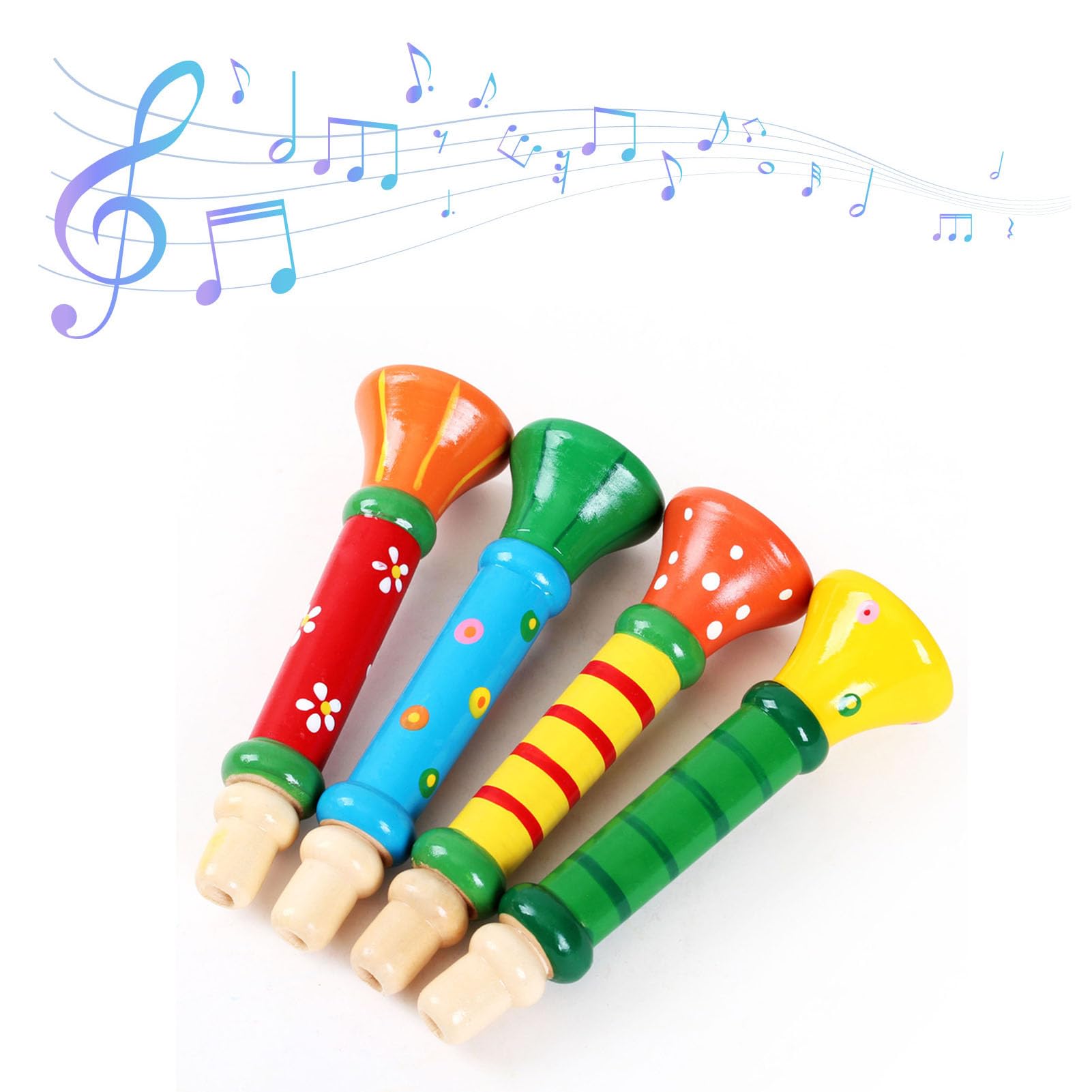 RASTKY Durable Wooden Trumpet Toy for Kids, Lightweight Trumpet Musical Instrument, Educational Music Education Whistle, Portable for Travel