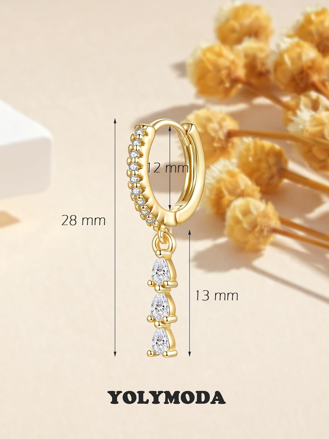 Sterling Silver Dangle Earrings for Women Cubic Zirconia 925 Silver Drop Earrings Dangling Earrings Small Formal Dangly Huggie Hoops - Image 7