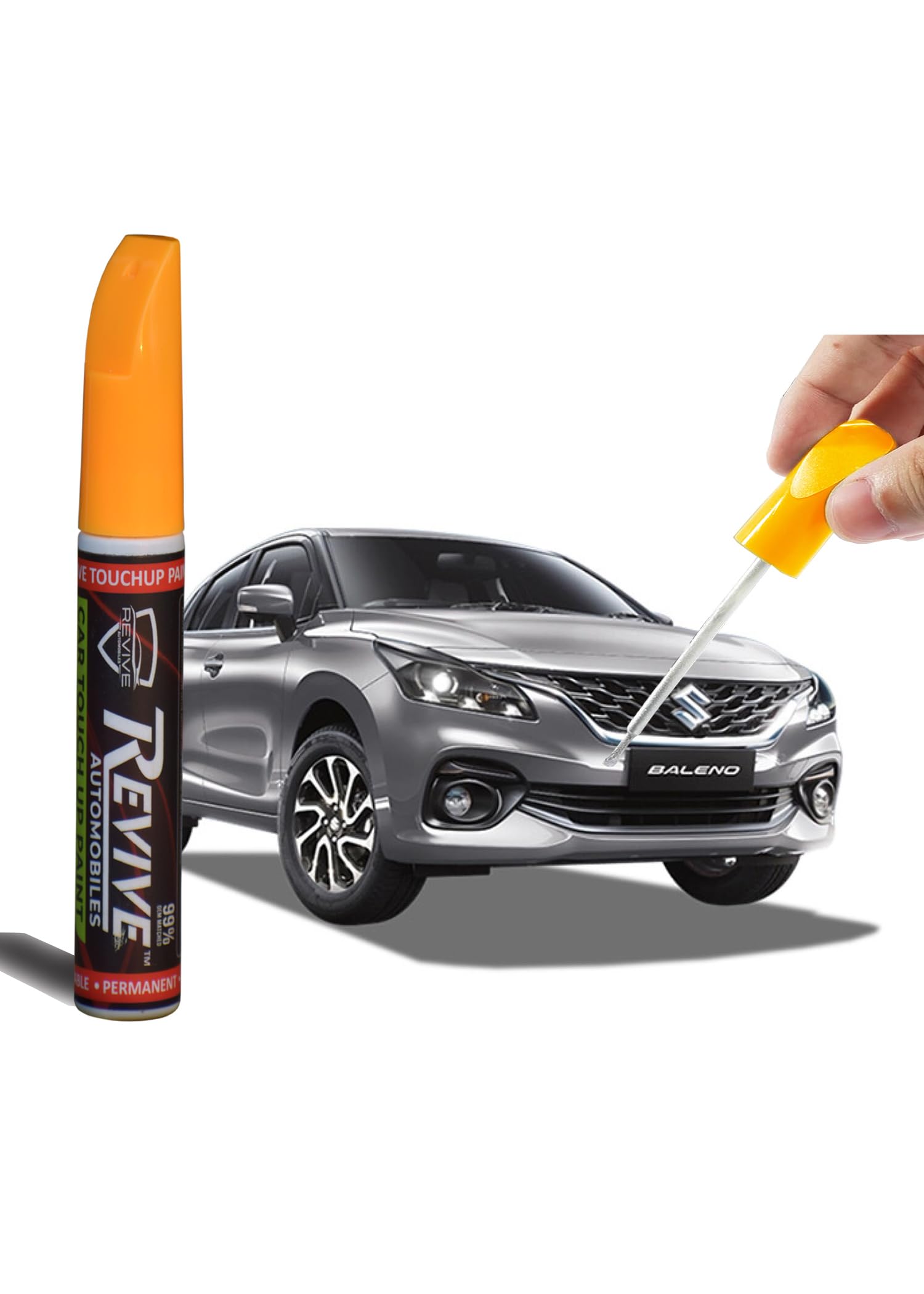 Suzuki Baleno colors Revive touchup paint pen, factory Quality & matched 2K paint (Splendid Silver (WBE))