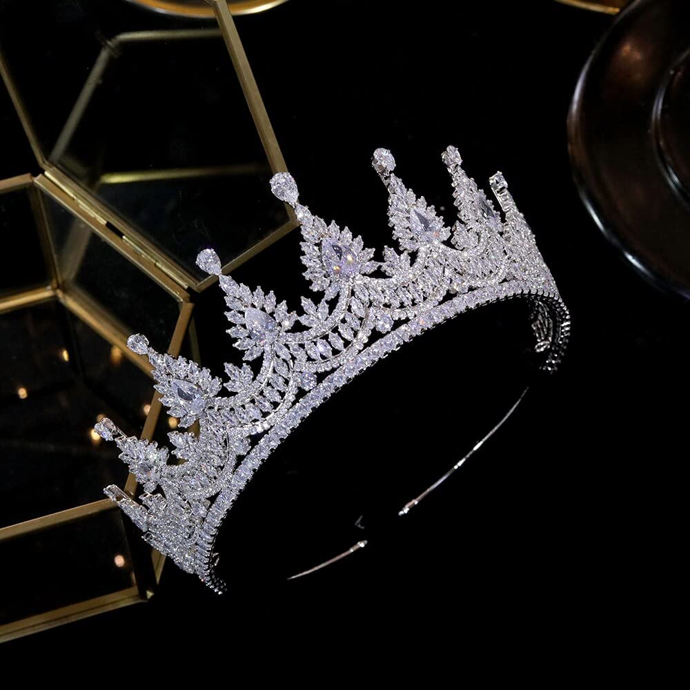 Biżuteria do włosów Tiary z koroną dla kobiet Tiary i korony Tiara zaręczynowa Tnowa Tiara korona ślubna, dodatki do sukni wieczorowej Biżuteria dla nowożeńców Tiara z cyrkoniami, 15-srebrna