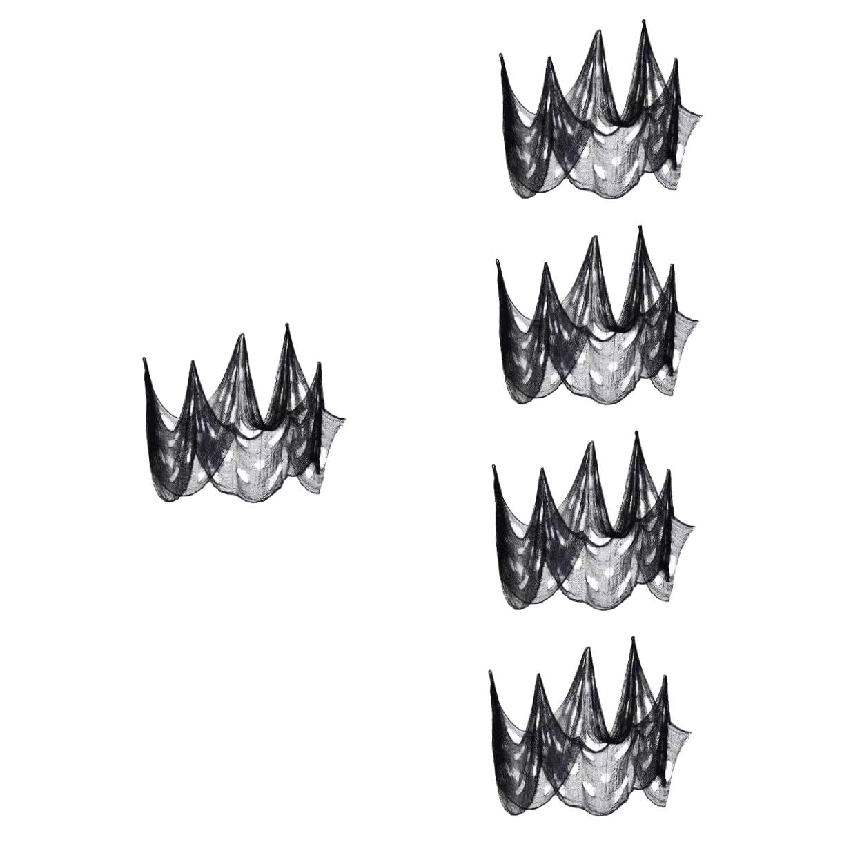 Uonlytech 5 Pezzi Decorazione Halloween in Poliestere Nero Rete Spaventosa per Addobbi Giardino, Leggera e Resistente, per Ingressi e Cancelli Festivi