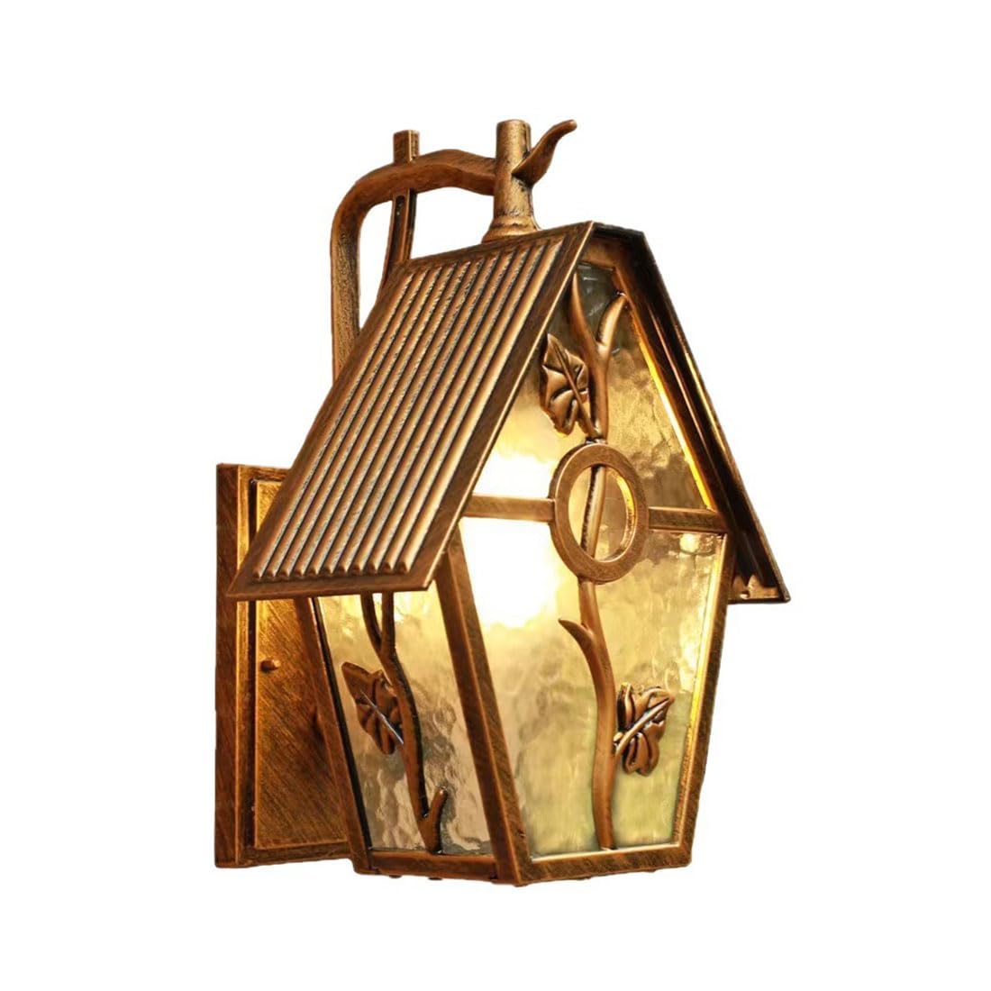 Apliques De Pared Para Exterior Máx 100W E27 Lámpara Exterior De Aluminio IP65 Resistente Al Agua De Cristal, Para Porche, Jardín, Patio, Balcón, Cochera Y Chalet. (Bronze)