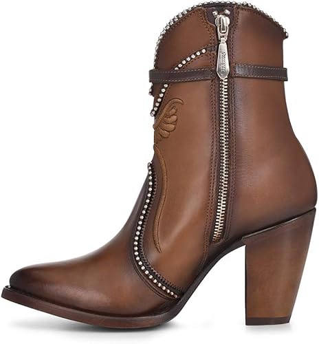 Miniatura 5 de Cuadra Botín de mujer en piel bovina con bordado y cremallera