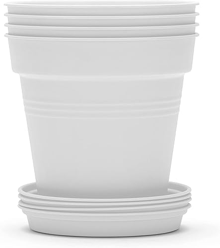 Mintra Home - Paquete de 4 macetas de jardĂn (color blanco, 15 cm5.9 pulgadas de diámetro) Mintra Home - Paquete de 4 macetas de jardĂn (color blanco, 15 cm5.9 pulgadas de diámetro)