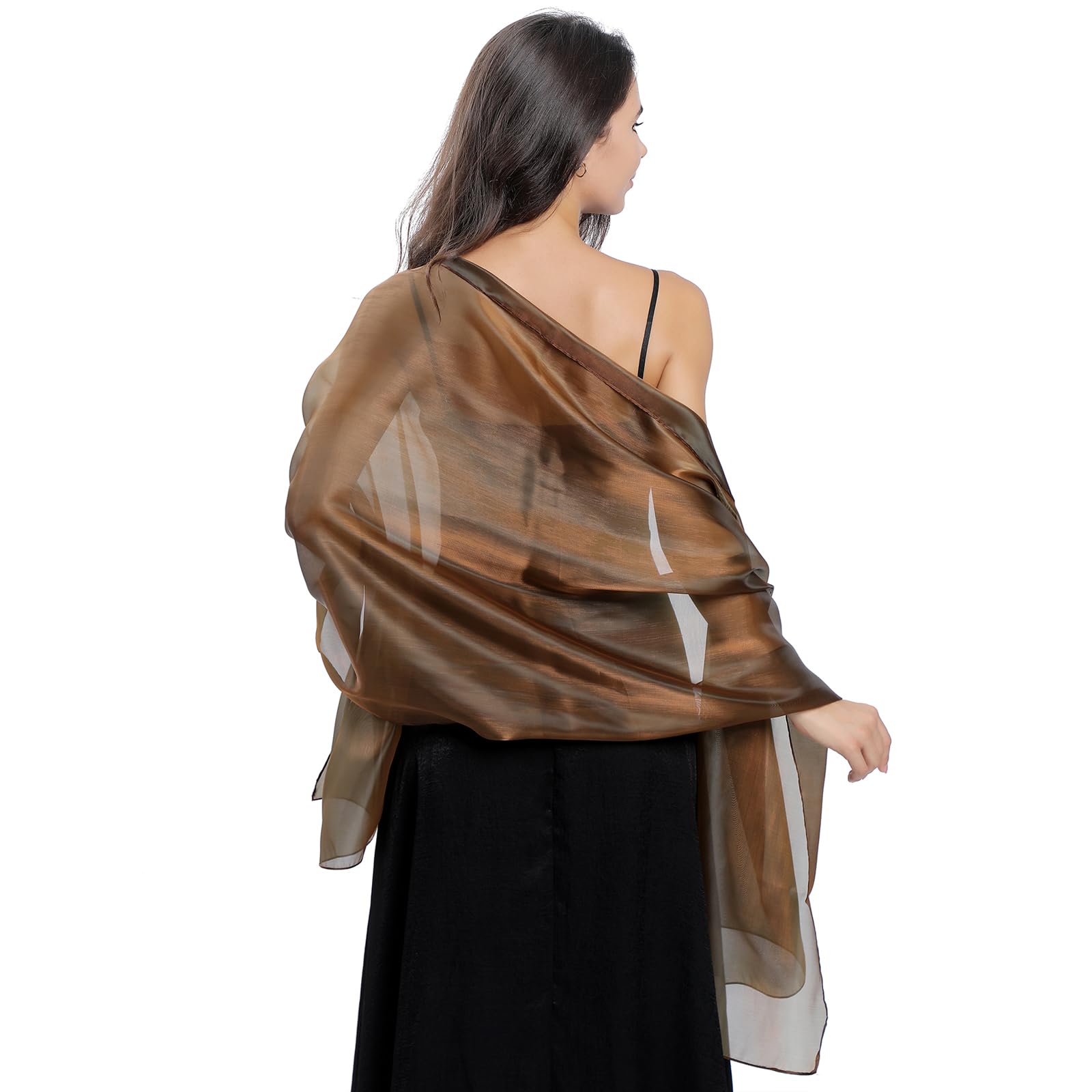 Ladiery Bufandas y envolturas de seda para vestidos de noche mujeres Sheer Soft Dama de honor Boda Shawl Party Organza Stole