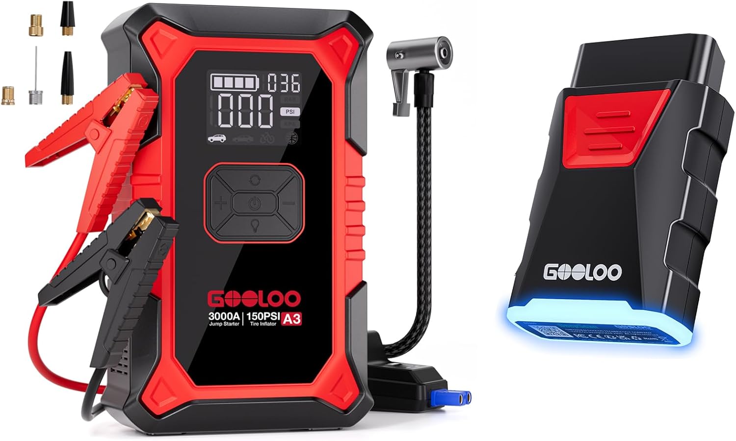 GOOLOO A3 Jump Starter with Air Compressor & GOOLOO DEEPSCAN DS200 OBD2 Scanner Diagnostic Tool