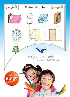 Bedroom Flashcards in Spanish Language - Flash Cards with Matching Bingo Game for Toddlers, Kids, Children and Adults - Size 4.13 Ã— 5.83 in - DIN A6