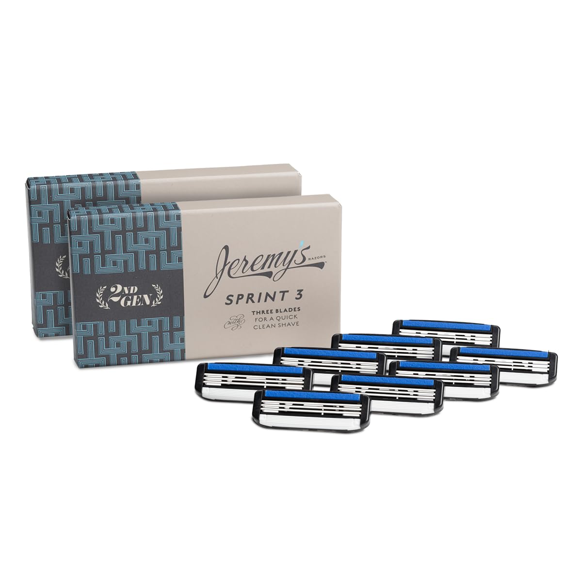 Razors 3-Blade Refills for Men with Lubrication Strip, 8 Cartridges (Fits Jeremy's Razors Handles only)